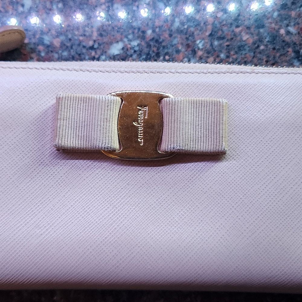 Salvatore Ferragamo Pink Wallet with Gold Accent